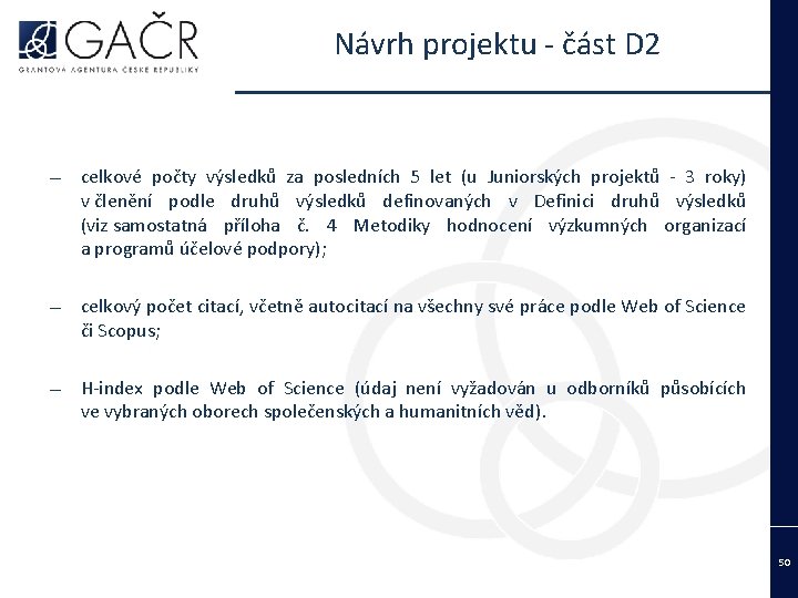 Návrh projektu - část D 2 ― celkové počty výsledků za posledních 5 let