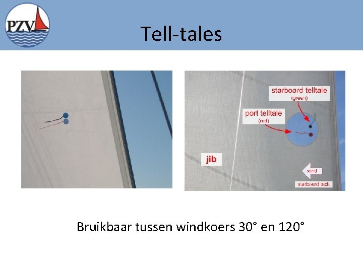 Tell-tales Bruikbaar tussen windkoers 30° en 120° 