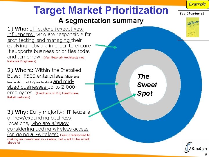 Target Market Prioritization Example See Chapter 12 A segmentation summary 1) Who: IT leaders