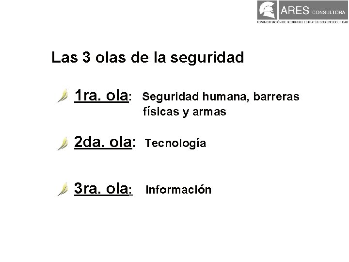 Las 3 olas de la seguridad 1 ra. ola: Seguridad humana, barreras físicas y Las 3 olas de la seguridad 1 ra. ola: Seguridad humana, barreras físicas y