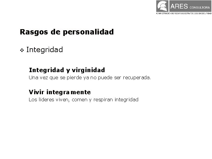Rasgos de personalidad v Integridad y virginidad Una vez que se pierde ya no Rasgos de personalidad v Integridad y virginidad Una vez que se pierde ya no