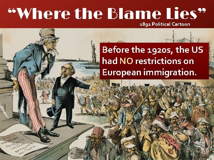 “Where the Blame Lies” 1891 Political Cartoon Before the 1920 s, the US had