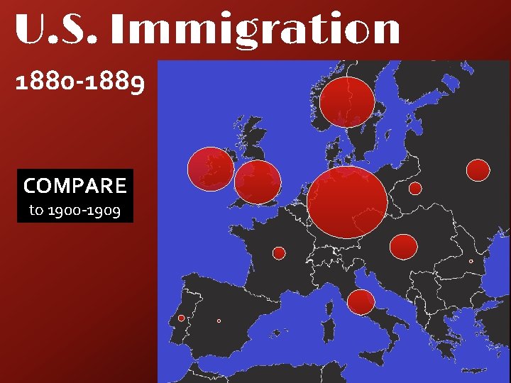 U. S. Immigration 1880 -1889 COMPARE to 1900 -1909 