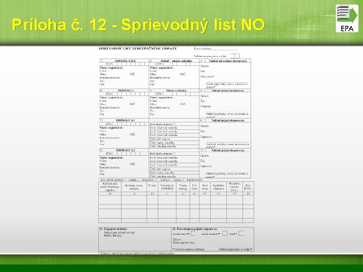 Príloha č. 12 - Sprievodný list NO 