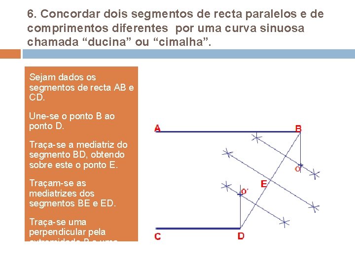 6. Concordar dois segmentos de recta paralelos e de comprimentos diferentes por uma curva 6. Concordar dois segmentos de recta paralelos e de comprimentos diferentes por uma curva