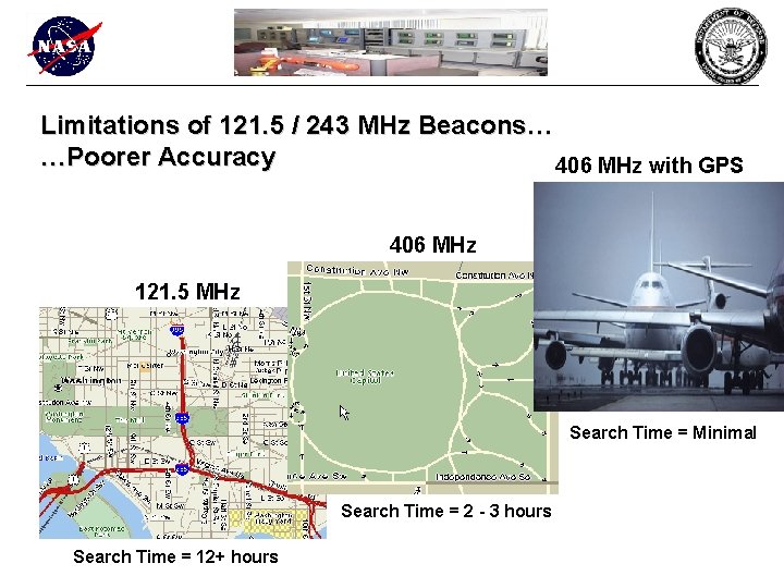 Limitations of 121. 5 / 243 MHz Beacons… …Poorer Accuracy 406 MHz with GPS