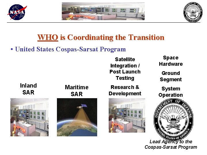 WHO is Coordinating the Transition • United States Cospas-Sarsat Program Inland SAR Maritime SAR