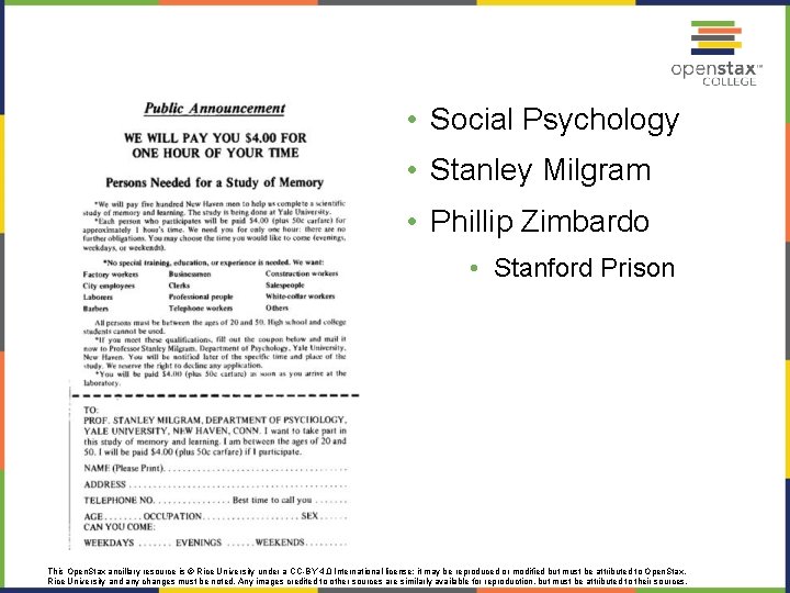  • Social Psychology • Stanley Milgram • Phillip Zimbardo • Stanford Prison This