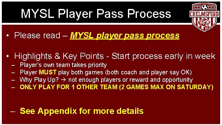 MYSL Player Pass Process • Please read – MYSL player pass process • Highlights