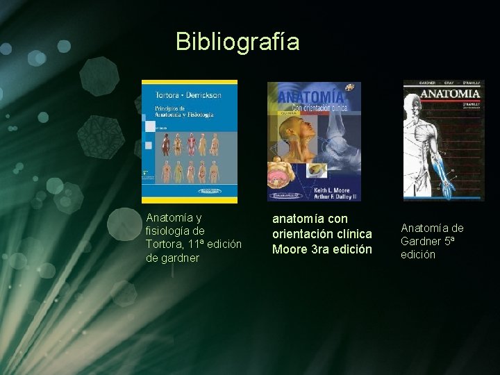 Bibliografía Anatomía y fisiología de Tortora, 11ª edición de gardner anatomía con orientación clínica Bibliografía Anatomía y fisiología de Tortora, 11ª edición de gardner anatomía con orientación clínica