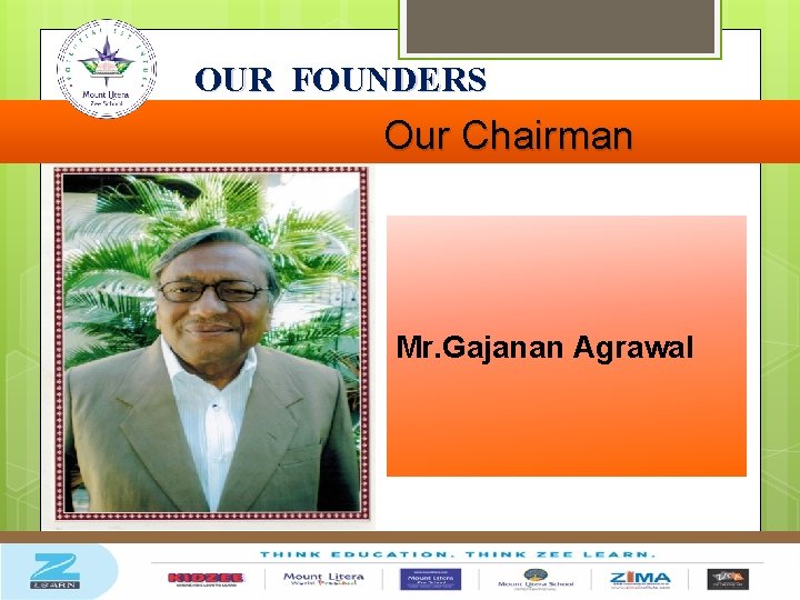 OUR FOUNDERS Our Chairman Mr. Gajanan Agrawal 