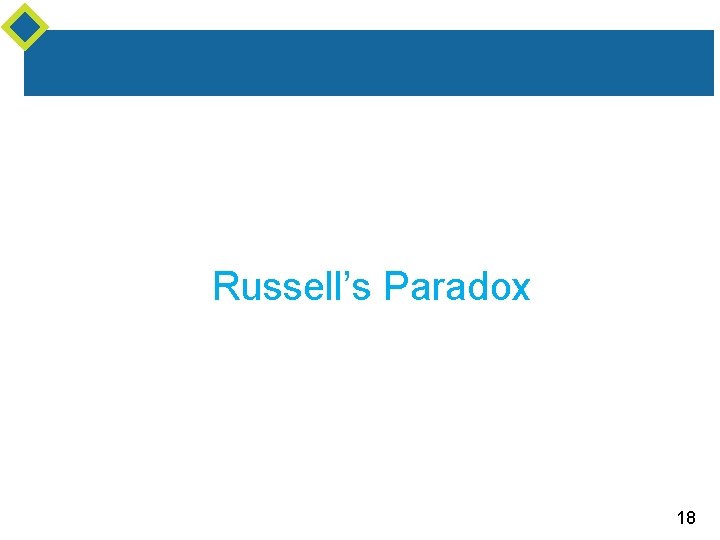 Russell’s Paradox 18 Russell’s Paradox 18