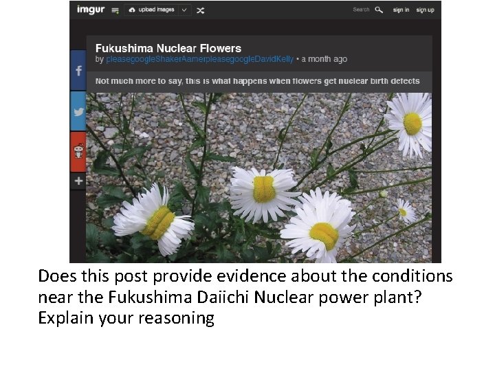 Does this post provide evidence about the conditions near the Fukushima Daiichi Nuclear power Does this post provide evidence about the conditions near the Fukushima Daiichi Nuclear power