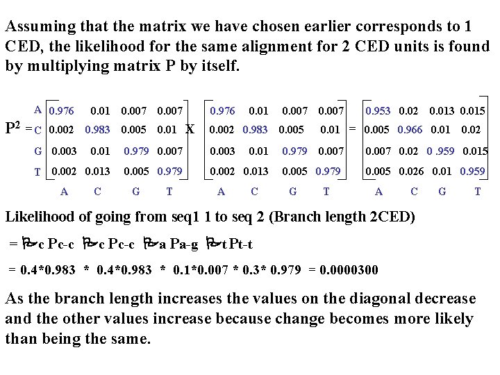 Assuming that the matrix we have chosen earlier corresponds to 1 CED, the likelihood