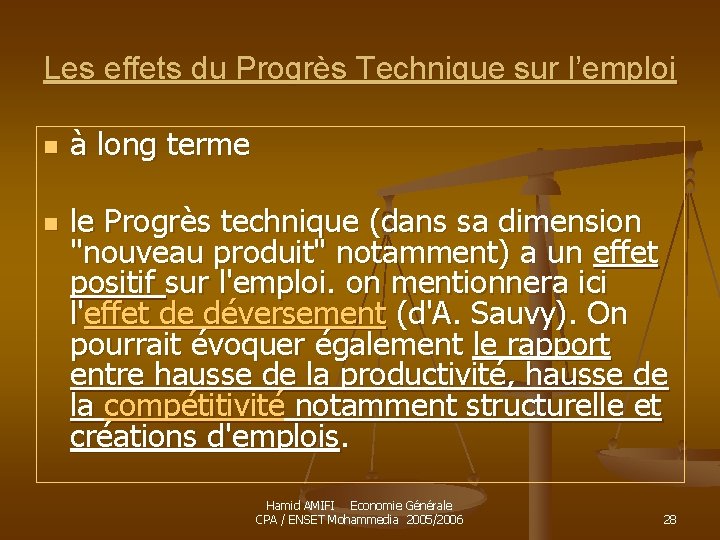 Les effets du Progrès Technique sur l’emploi n n à long terme le Progrès