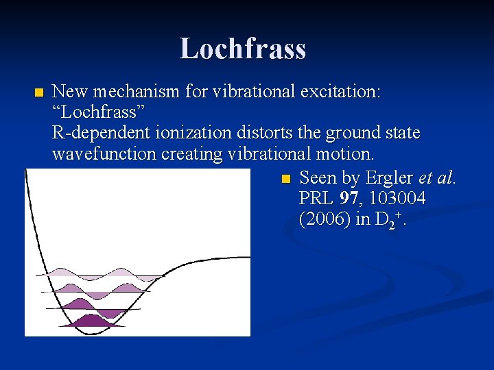 Lochfrass n New mechanism for vibrational excitation: “Lochfrass” R-dependent ionization distorts the ground state