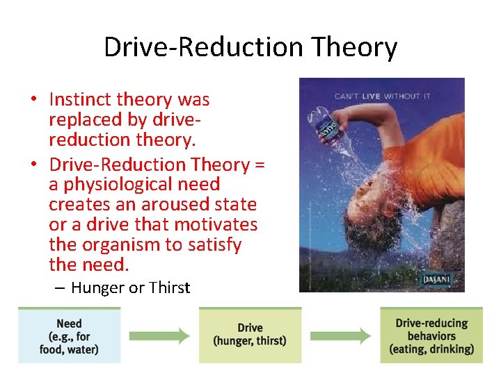 Drive-Reduction Theory • Instinct theory was replaced by drivereduction theory. • Drive-Reduction Theory = Drive-Reduction Theory • Instinct theory was replaced by drivereduction theory. • Drive-Reduction Theory =