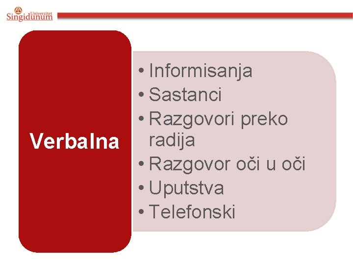  • Informisanja • Sastanci • Razgovori preko Verbalna radija • Razgovor oči u