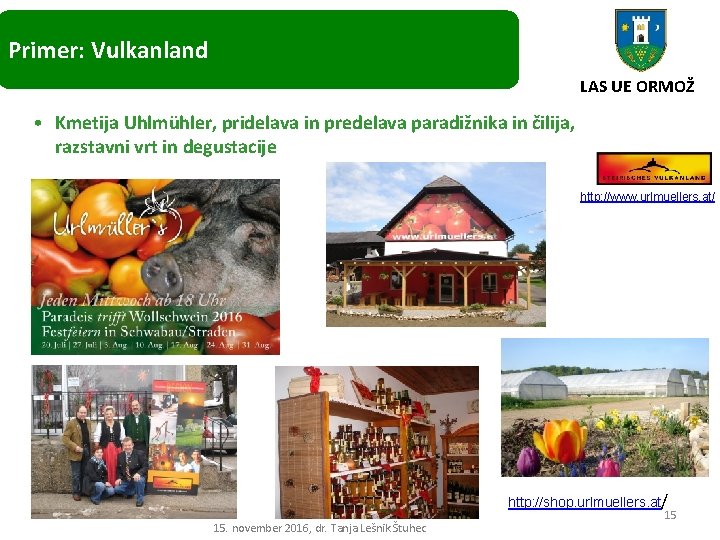 Primer: Vulkanland LAS UE ORMOŽ • Kmetija Uhlmühler, pridelava in predelava paradižnika in čilija,