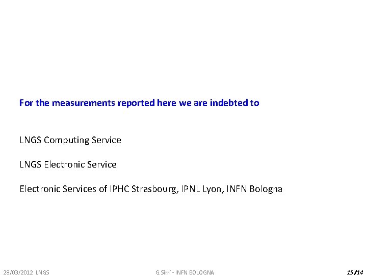 For the measurements reported here we are indebted to LNGS Computing Service LNGS Electronic