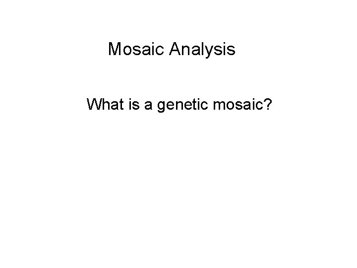 Mosaic Analysis What is a genetic mosaic? 