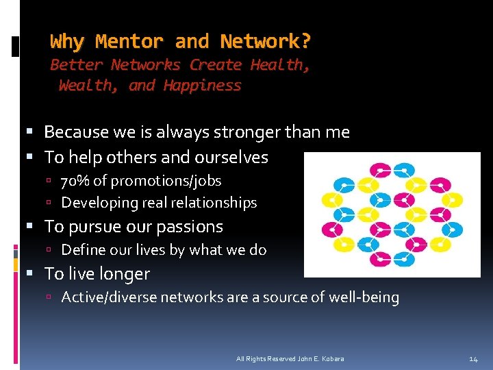 Why Mentor and Network? Better Networks Create Health, Wealth, and Happiness Because we is