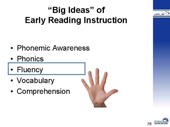 “Big Ideas” of Early Reading Instruction • • • Phonemic Awareness Phonics Fluency Vocabulary “Big Ideas” of Early Reading Instruction • • • Phonemic Awareness Phonics Fluency Vocabulary
