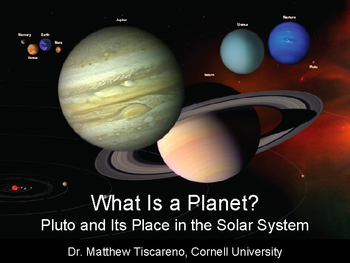 What Is a Planet? Pluto and Its Place in the Solar System Dr. Matthew