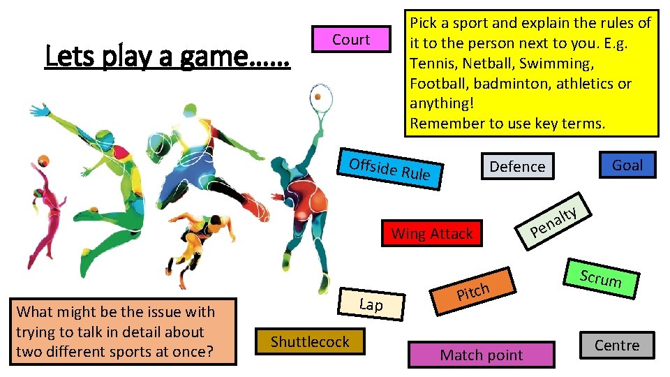 Lets play a game…… Pick a sport and explain the rules of it to