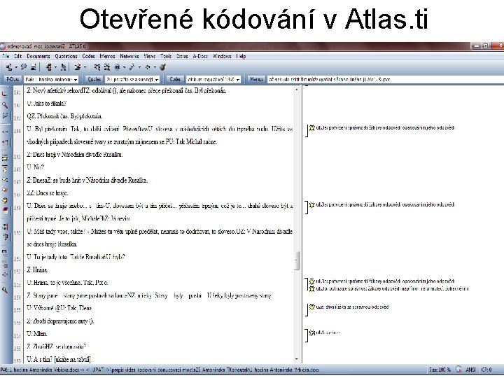 Otevřené kódování v Atlas. ti 31 