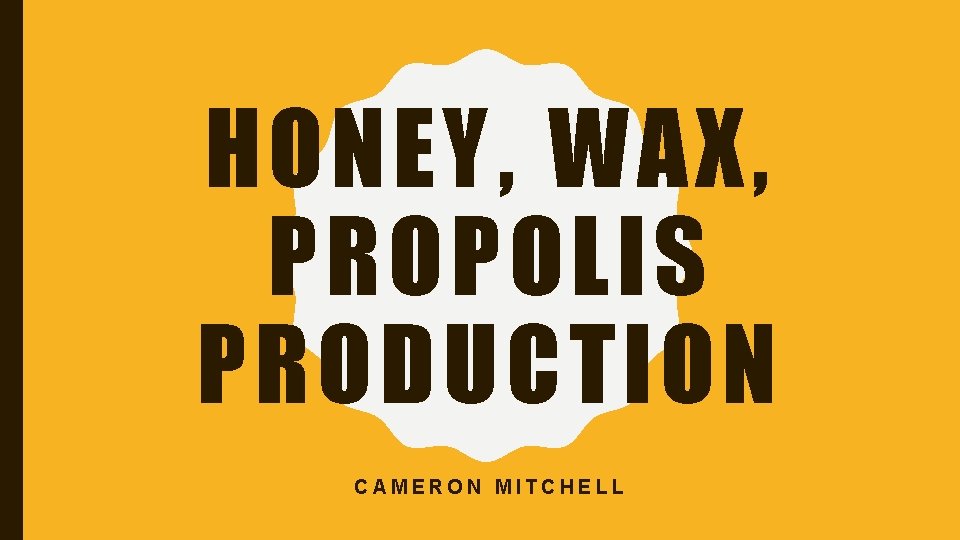 HONEY, WAX, PROPOLIS PRODUCTION CAMERON MITCHELL 