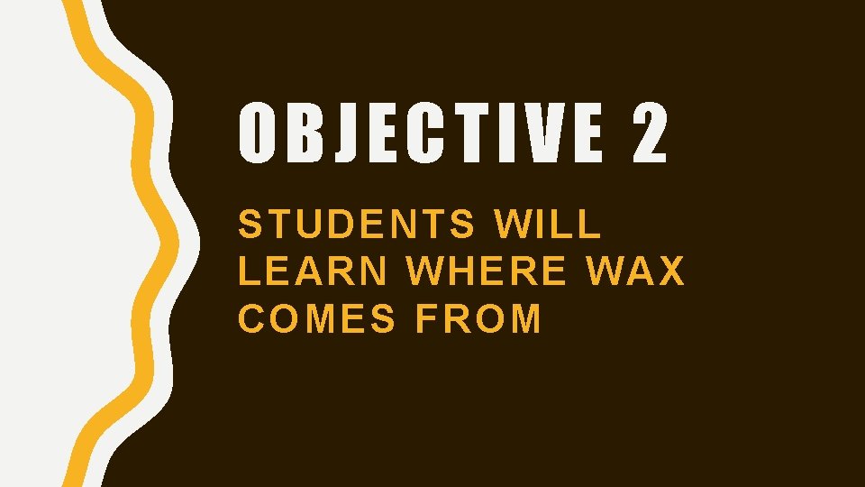 OBJECTIVE 2 STUDENTS WILL LEARN WHERE WAX COMES FROM 