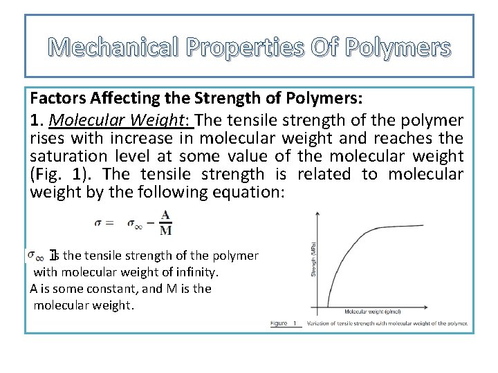 Mechanical Properties Of Polymers Factors Affecting the Strength of Polymers: 1. Molecular Weight: The