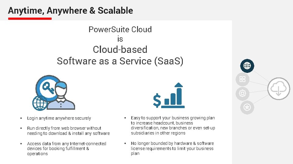 Anytime, Anywhere & Scalable Power. Suite Cloud is Cloud-based Software as a Service (Saa.