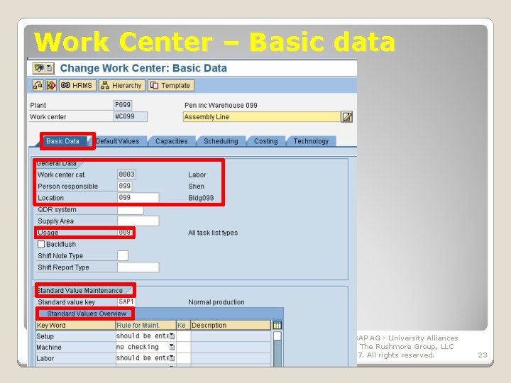 Work Center – Basic data January 2008 © SAP AG - University Alliances and