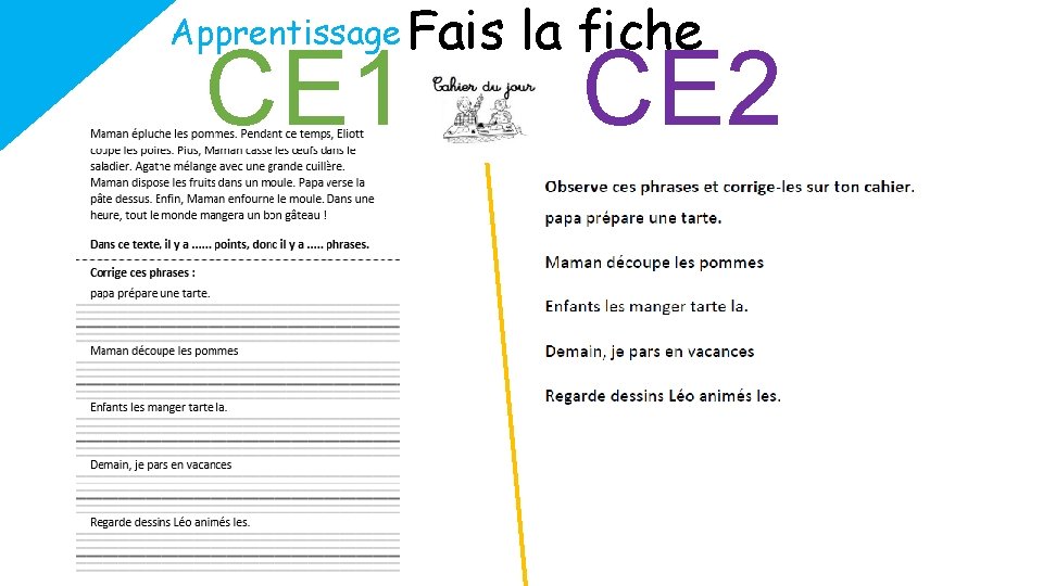 Apprentissage Fais CE 1 la fiche CE 2 