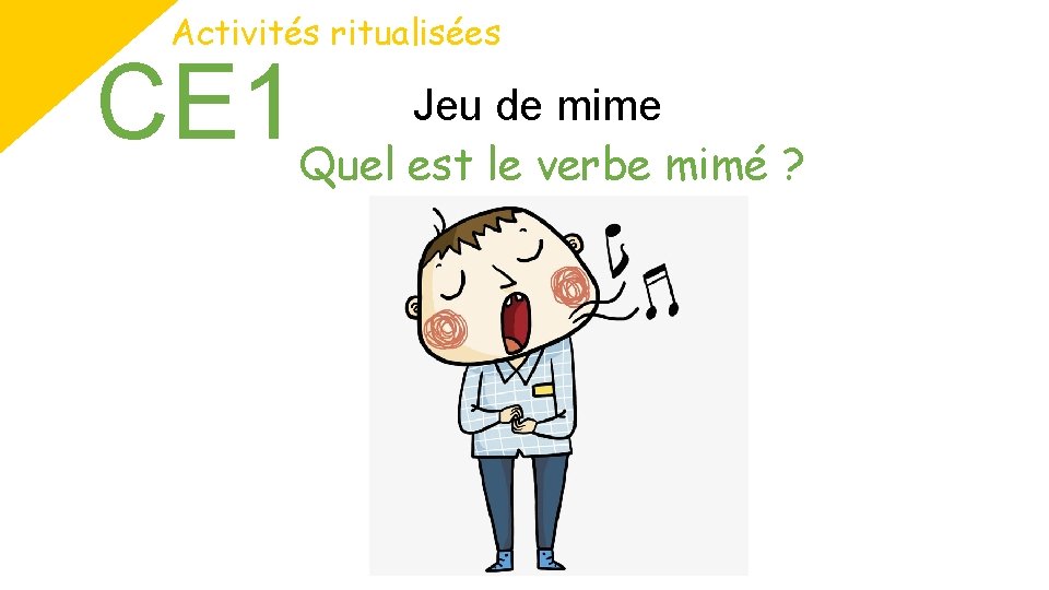 Activités ritualisées CE 1 Jeu de mime Quel est le verbe mimé ? 