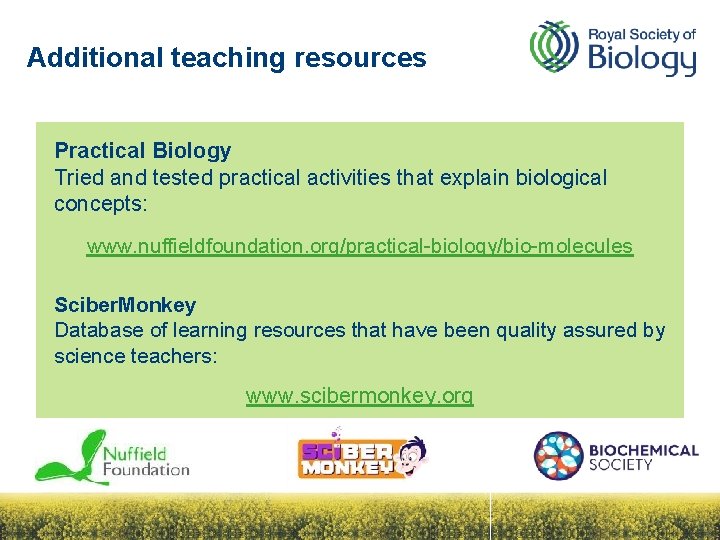 Additional teaching resources Practical Biology Tried and tested practical activities that explain biological concepts: