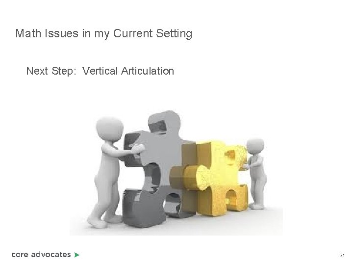 Math Issues in my Current Setting Next Step: Vertical Articulation 31 Math Issues in my Current Setting Next Step: Vertical Articulation 31