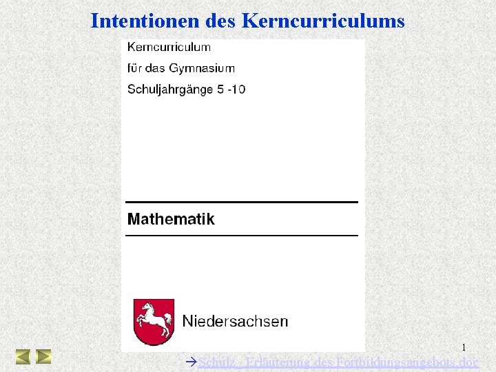 Intentionen des Kerncurriculums 1 Schulz_ Erläuterung des Fortbildungsangebots. doc 