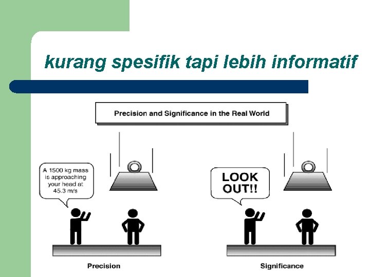 kurang spesifik tapi lebih informatif 