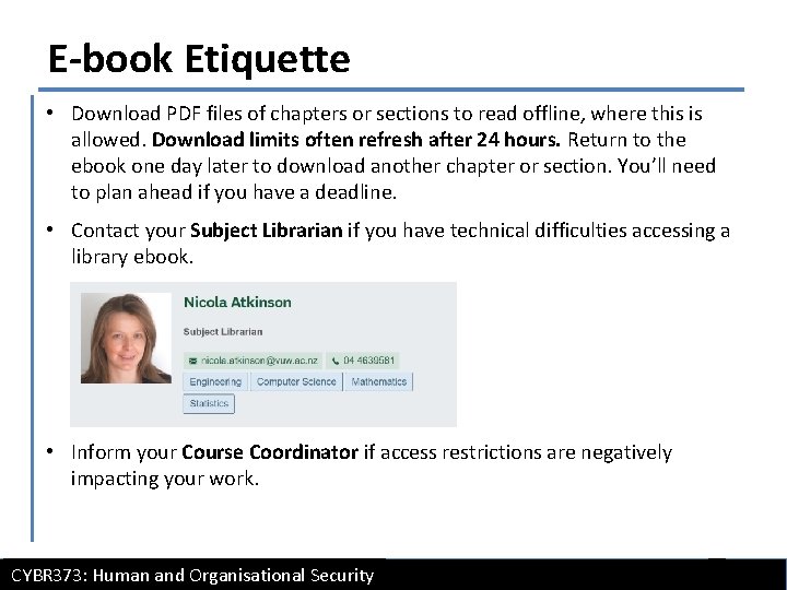 E-book Etiquette • Download PDF files of chapters or sections to read offline, where