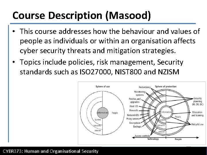 Course Description (Masood) • This course addresses how the behaviour and values of people