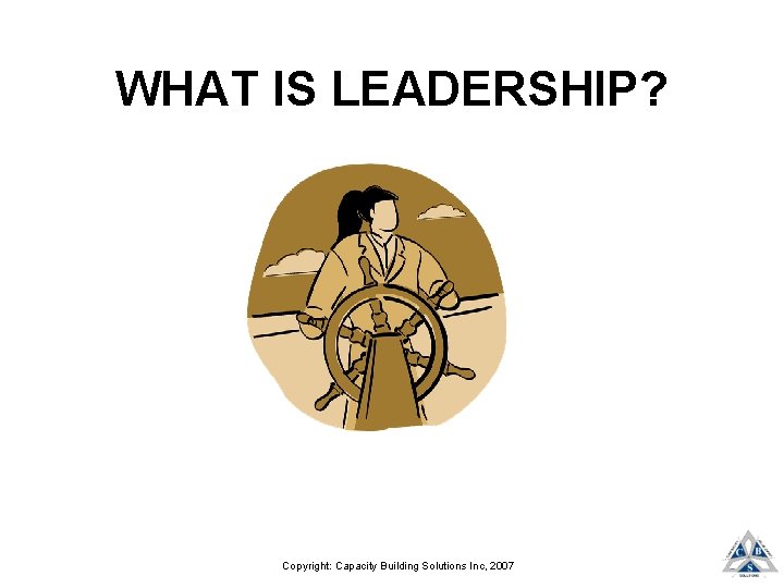 WHAT IS LEADERSHIP? Copyright: Capacity Building Solutions Inc, 2007 