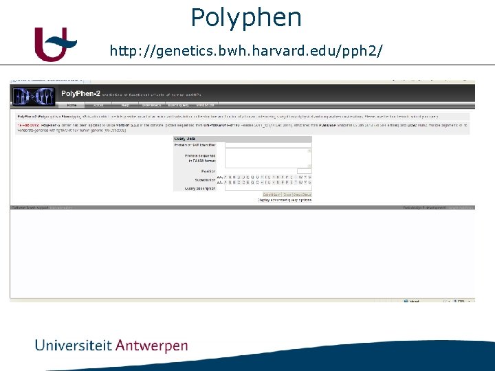 Polyphen http: //genetics. bwh. harvard. edu/pph 2/ 