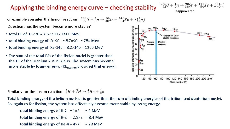Applying the binding energy curve – checking stability happens too For example consider the