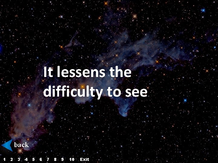It lessens the difficulty to see back 1 2 3 4 5 6 7 It lessens the difficulty to see back 1 2 3 4 5 6 7