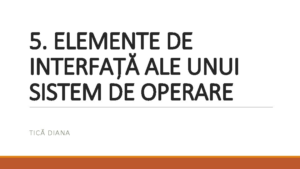 5. ELEMENTE DE INTERFAȚĂ ALE UNUI SISTEM DE OPERARE TICĂ DIANA 