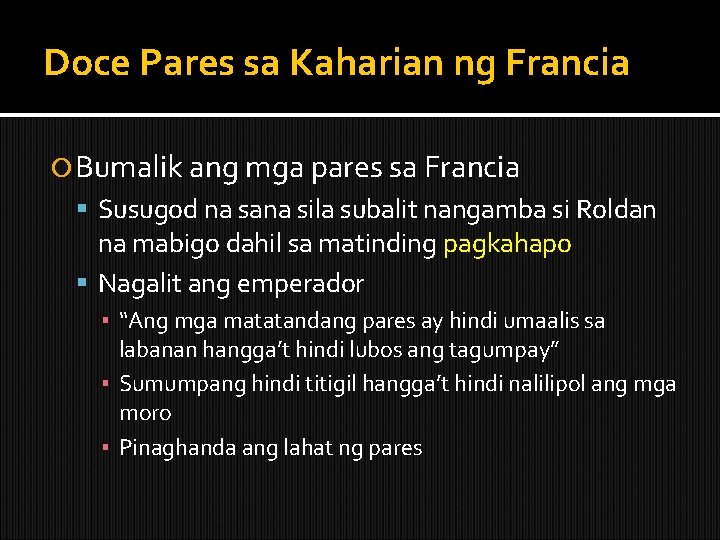 Doce Pares sa Kaharian ng Francia Bumalik ang mga pares sa Francia Susugod na