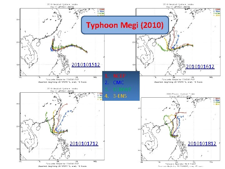 Typhoon Megi (2010) 2010101512 2010101612 1. 2. 3. 4. 2010101712 NCEP CMC ECMWF 3